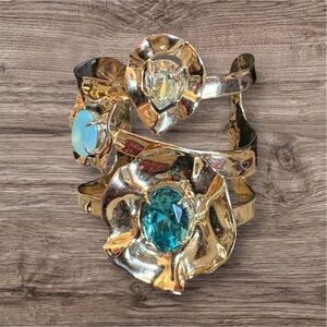 Alexis Bittar Gold Bracelet with Teal and Opal Accents